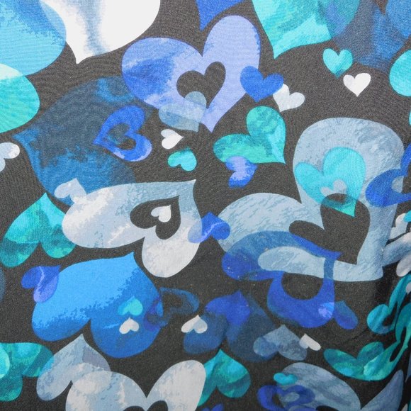 White Cross Womens XL Black with Blue Purple Hearts V Neck Scrub Top Shirt - Picture 8 of 12